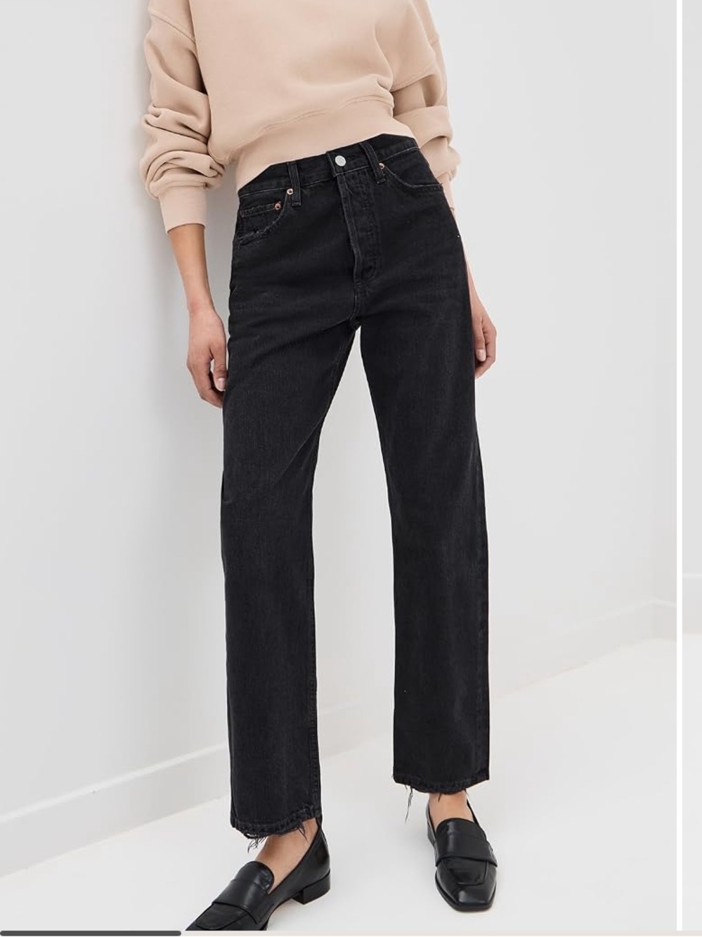 Agolde 90 Mid Rise Straight Jeans (Black High-Rise Straight Jeans)